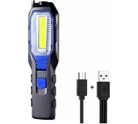 Baladeuse LED Rechargeable, Lampe de Travail Portable LED Rechargeable Puissante Lampe Aimantée USB 2800mAh Batterie COB, Crochet