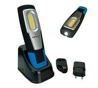 TIBELEC, 35300500, Lampe de Poche, Baladeuse LED 6W / 600LM sur socle rechargeable USB, Noir et Bleu, Autonomie Prolongée, Design Compact et Léger, Idéale pour Bricolage et Camping