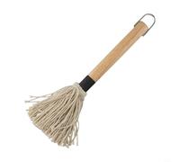 Balai à badigeonner avec manche en bois avec 6 têtes de rechange en coton pour sauce, glaçage, viande, volaille, passe au lave-vaisselle, accessoire de barbecue (B)