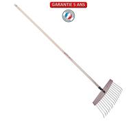 Balai à feuilles et gazon bois/acier 16 dents, manche 165cm - Framboisine