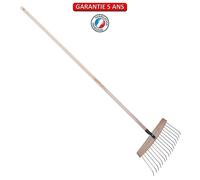 Balai à feuilles et gazon bois/acier 16 dents, manche 165cm - Miel