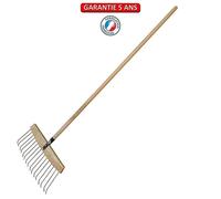 Balai à feuilles et gazon ""bois/acier"" emmanché - manche de 1,50m