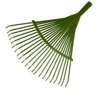 Balai à feuilles sans manche, métal, 22 dents, vert