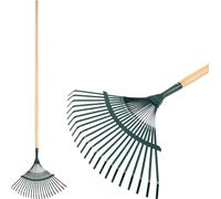 Balai à feuilles Strend Pro R110.WH, 22 lamelles, balai éventail, métal, manche bois