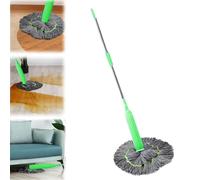 Balai à franges déshydratées 2 en 1 - Balai à essorage automatique - Balai rond à rotation à 360 degrés - En microfibre à séchage rapide - Amovible - Facile à essorer - Serpillère humide et sèche