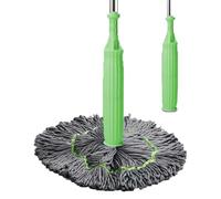 Balai à franges déshydratées 2 en 1, serpillère torsadée à 360 degrés avec broche ronde à 360 degrés | se lf Twisting Mop microfibre à séchage rapide pour nettoyage de la maison