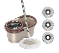 Balai À Franges Et Seau Essoreur, Vadrouille À Essorage Automatique, Vadrouille À Essorage avec Essoreuse, Ensemble De Seau pour Vadrouille Humide avec Rotation Automatique