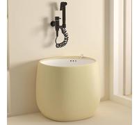 Balai à franges multifonction en céramique avec bouton de vidange, idéal pour le bain des animaux domestiques, réservoir d'eau et station de lavage, beige