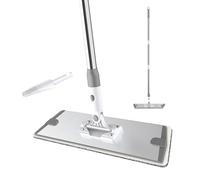 Balai à Franges Plat Commercial en Microfibre avec 3 Robuste en Acier Inoxydable montable,raclette,Balai Serpillère pour Nettoyage des Sols Bois Dur (32cm)