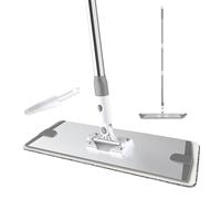 Balai à Franges Plat Commercial en Microfibre avec 3 Robuste en Acier Inoxydable montable,raclette,Balai Serpillère pour Nettoyage des Sols Bois Dur (60cm)