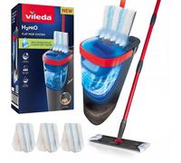 Balai à franges plat Vileda H2prO, séparation à 100 % de l'eau propre et de l'eau sale, deux réservoirs, 3 recharges en microfibre