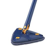 Balai à franges triangulaire, rotatif à 360 degrés, extensible et automatique, avec 2 serpillères réutilisables pour le nettoyage du sol, de la fenêtre, des murs