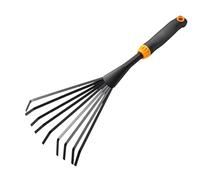 Balai à Gazon de Jardin en Acier, Mini Râteau à Herbe pour Nettoyer de Jardin, Poignée Ergonomique pour Plus de Confort et de Contrôle, Outils à Main