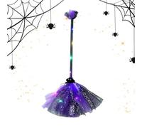Balai à LED - Accessoire de costume lumineux d'Halloween, accessoire de cosplay portable en PVC pour filles, adolescentes et adultes, poignée de balai éclairée réaliste pour fête, scènes