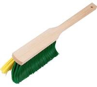 Balai à main à griffes 44 cm jaune/vert bois sergé avec trou de suspension