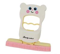 Balai à main portable à motif de chat mignon avec mécanisme auto-presseur et tête remplaçable pour absorber la poussière et les déversements sur diverses surfaces (blanc crème)