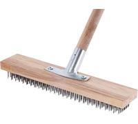 Balai à poils durs, brosse rigide de 30 cm avec manche en bois, brosse à balai métallique portable, réutilisable, balai en fil d'acier pour nettoyer et préparer votre sol, mousse de jardin, allée