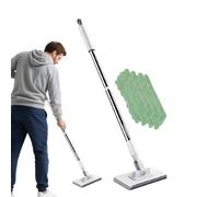 Balai à poussière pour sols en bois dur - Rotatif plat avec tampons de nettoyage réutilisables, tête rotative à 360 ° | Balai professionnel pour la maison, outil pratique pour la cuisine, le carrelage