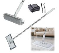 Balai à Sol Multifonction 4 en 1 | Serpillère à Poussière Jetable avec Changement Automatique de Tissu | Brosse de Nettoyage de Sol avec Raclette pour Cuisine, Salle de Bain, Vitres, Murs et Sols