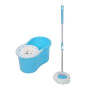 Balai Auto Nettoyant Auto Clean avec seau double compartiment, Balai à tête pivotante et lingettes Microfibre Balai Multifonctions Seau essoreur - Kit Balai Mop Complet, 360°, Lingette (bleu)
