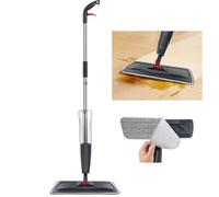 Balai avec fonction pulvérisateur, serpillère rotative à 360 ° pour le nettoyage des sols avec chiffons en microfibre et réservoir d'eau de 700 ml