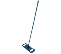 Balai avec MOP chenille en microfibre et manche téléscopique en métal - Bleu paon- H 74 à 130 cm