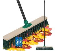 KOTARBAU® Balai Brosse - Bois de Hêtre - 50 cm - Vert - Balai Extérieur - Brosse pour Terrasse - Poils Durs - avec Un Manche en Métal
