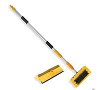 Balai brosse de lavage télescopique 3 m multifonctions, brosse anti-rayure + éponge + raclette, EURO VANADIUM - manche aluminium