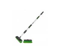 Balai Brosse de Nettoyage à Eau avec 2 brosses, Poil Dur et Poil Souple - Manche télescopique alu - Connectable au réseau d'eau