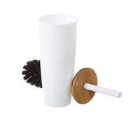 Balai Brosse WC Plastique Blanc et Bambou