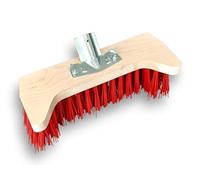 Balai cantonnier Baldozer avec 2 Pointes | Largeur 32 cm | Poils PVC Rouge & Douille métal | sans Manche | Balai extérieur pour Chantier Pro | Kibros VC849