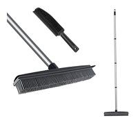 Balai Caoutchouc avec raclette, râteau à Tapis et Brosse à Charpie pour Animal de Compagnie, Balai Coiffeur Chien, Chat, Outil d'épilation pour terrasse Exterieur, carrelage, Sol en Bois