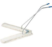 Balai ciseaux 2 x 100 cm complet avec franges et manche, forme en V, poils rigides en Polypropylne (PP), ideal pour les sols durs