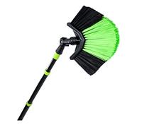 Balai d'angle triangulaire - Noir - Vert - Avec manche télescopique extensible jusqu'à 3,3 m - Avec poils synthétiques et tête inclinable