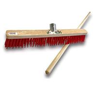 Balai d'atelier Type cantonnier manché | Lot de 3 | Piste Extérieur | Longueur 60 cm | Garnissage Brosse PVC | Semelle Bois | Douille métal boulonnée Ø 28 mm | Manche Bois 1,40 m | Kibros 2360BMx3