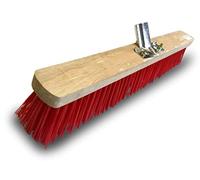 Balai d'atelier Type cantonnier | Piste Extérieur | Longueur 60 cm | Garnissage Brosse PVC Rouge | Semelle Bois | Douille métal boulonnée Ø 28 mm | sans Manche | Kibros 2360B