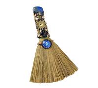 Balai d'autel de sorcière en cristal - Balai magique de sorcière fait main, avec des cristaux naturels d'améthyste pour la guérison et des signes du zodiaque, Méditation & Guérison (Balance)