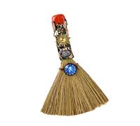 Balai d'autel de sorcière en cristal - Balai magique de sorcière fait main, avec des cristaux naturels d'améthyste pour la guérison et des signes du zodiaque, Méditation & Guérison (Verseau)