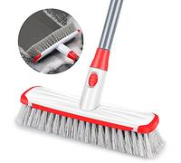 Balai de Balayage de Sol avec Long Manche réglable 2 en 1, grattoir et Brosse de Nettoyage à Poils rigides pour terrasse, Salle de Bain, Cuisine, Baignoire, Patio, carrelage