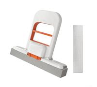 Balai de bureau portable pliable avec mécanisme d'éponge auto-serrante pour nettoyage à sec et humide - Compact 15 x 13 x 3 cm - Brosse de nettoyage en plastique pour la maison (Orange)