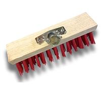 Balai de cantonnier | Lot de 10 | Longueur 32 cm | Piste Extérieur | Garnissage PVC Rouge | Semelle Bois | Douille métal boulonnée Ø 28 mm | sans Manche | Kibros 532CDSx10