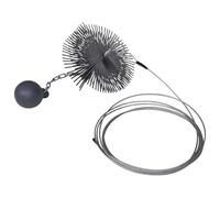 Balai de cheminée rond de 20 cm de diamètre en acier avec corde de 15 m et boule de 7 cm pour nettoyage de cheminée, brosse de four, brosse de tuyau, brosse de nettoyage pour enlever la suie et les