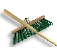 Balai de Jardinage 32 cm | Garnissage PVC Vert | Douille métal Ø 28 mm boulonnée | Manche Bois 1,40 m | Nettoyage extérieur Feuilles et gravillons | Résistant et maniable | Kibros 532CDVM