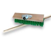 Balai de Jardinage cantonnier 32 cm | avec Manche Bois 1,40 m | Fibre Verte ondulé résistante | Sortie 70 cm | Idéal extérieur et sols Difficiles | Nettoyage Puissant et Durable | Kibros VC848M