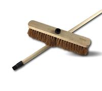 Balai de ménage en fibres de coco naturel long | Lot de 6 | Longueur 37,5 cm | Douille vissante plastique | Manche bois 1,25 m | Kibros 211726Mx6