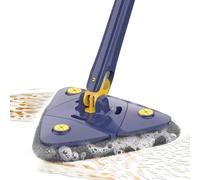 Balai de nettoyage d'angle - Balai triangulaire rotatif avec poignée télescopique | Brosse à récurer réglable en microfibre | Brosse à récurer réglable pour mur, plafond, fenêtre, miroir, sol, salle