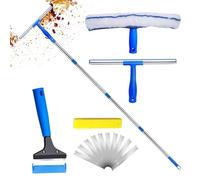 Balai de Nettoyage de fenêtre en Caoutchouc : Manche télescopique Extensible avec tête de Nettoyage rotative, Nettoyeur de vitres Robuste, Lame en Caoutchouc Professionnelle | Outil sans
