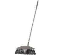 Balai de Nettoyage de Sol Manche Long, Acier Inoxydable | Brosse Dense et Souple, Bord Plat Biseauté, pour Miettes, Angles, Sols en Ciment et Espaces Industriels