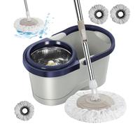 Balai de nettoyage essoreuse - Ensemble seau à serpillère humide avec mécanisme d'essorage automatique pour un entretien rapide du sol | Tête de balai amovible pour cuisine, salon, chambre à coucher