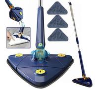Balai de Nettoyage Rotatif à 360° réglable Extensible Triangulaire avec Long Manche torsadé à la Main Séchage Rapide Serpillère Multifonction en Microfibre Humide et sèche pour Sol Mur avec 3 tampons